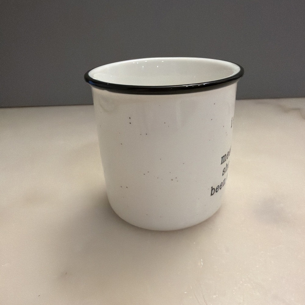 "I Survived Another Meeting" Camp Style Ceramic 10oz Coffee Mug Cup White Black - Picture 2 of 6